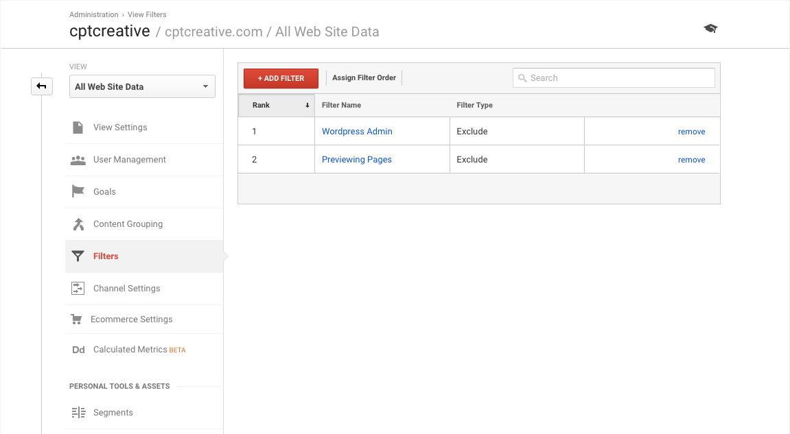 Google Analytics Filter 2