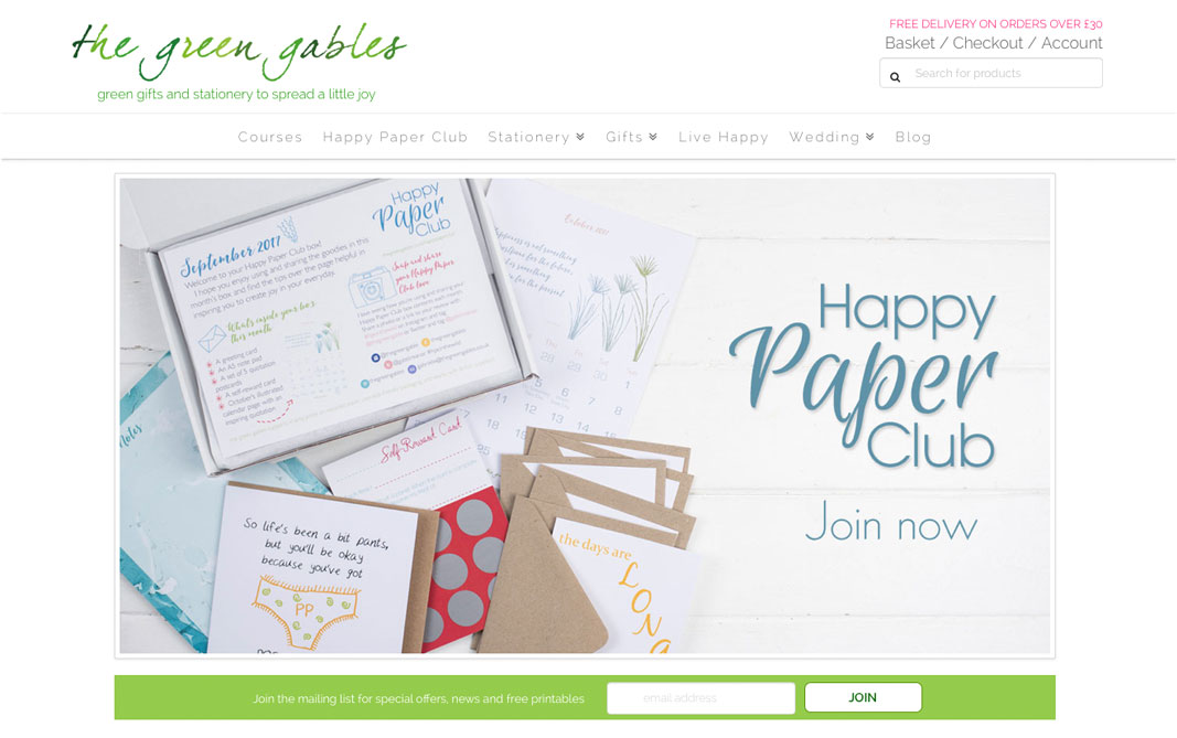 the green gables website design pre 2017